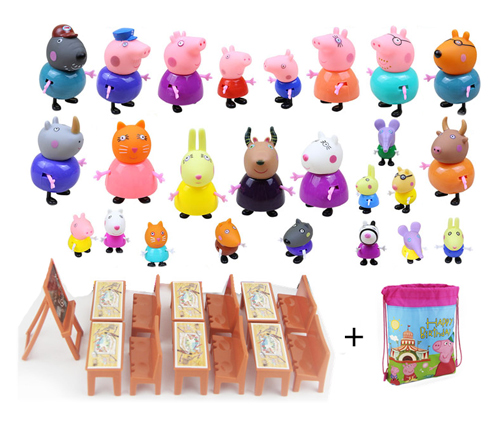 Peppa-Pig-25-figures-Classroom-playset-Cute-Bag