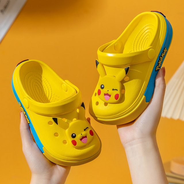 Pikachu-Cartoon-Hole-Slippers---Yellow---Comfortable-Pokemon-Slippers