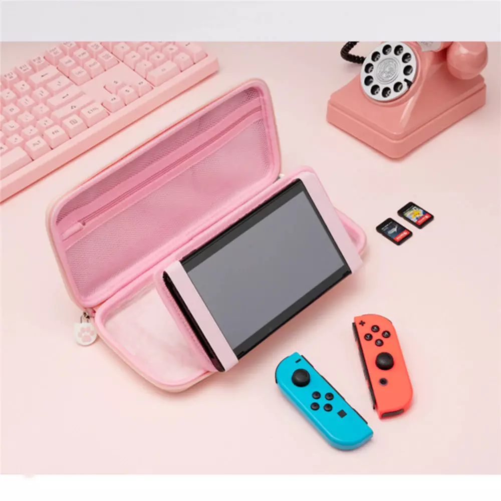 Cute Switch Protective Bag Cat Paw Switch Case Pink Or Blue