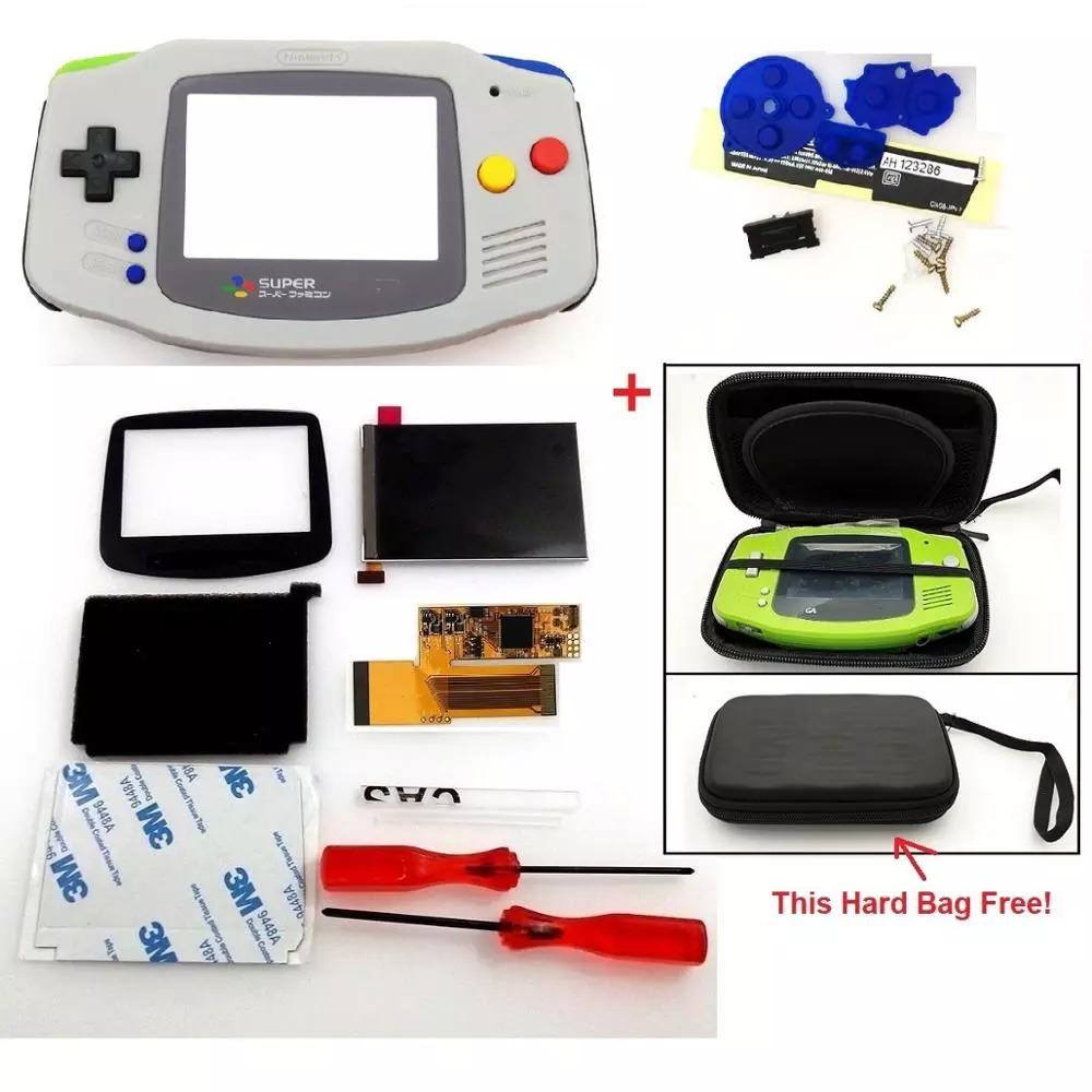 V2-IPS-backlight-LCD-kit-for-Gameboy-advance-Full-housing-shell-Hard-Case